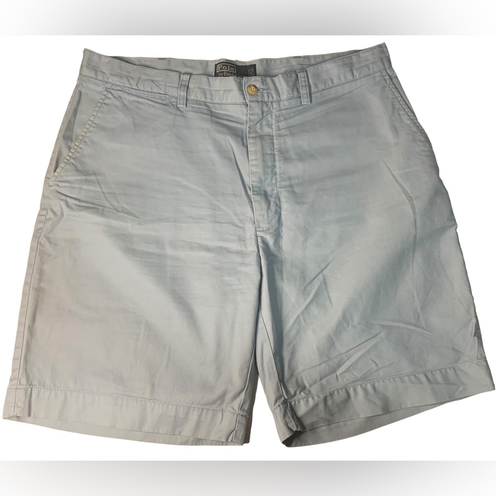 Polo Ralph Lauren Light Blue Chino Shorts Flat Front Mens Size 36